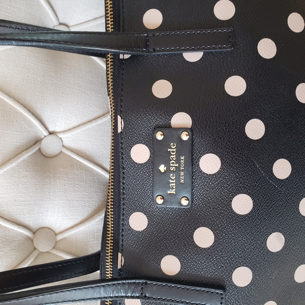 Kate Spade Black and Cream Quilted Polka Dot Tote